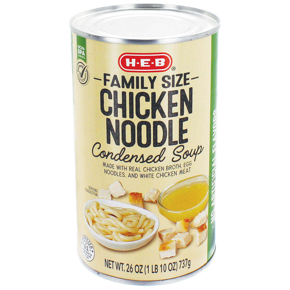 H-E-B Chicken Noodle Condensed Soup - Family Size, 26 oz
