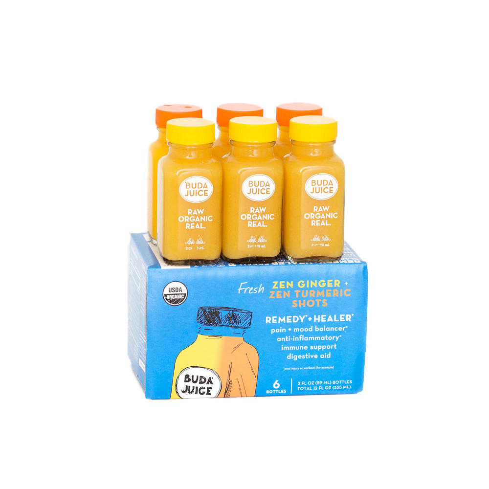 Buda Juice Organic Zen Ginger & Zen Turmeric Cold-Pressed Shots, 6 ct