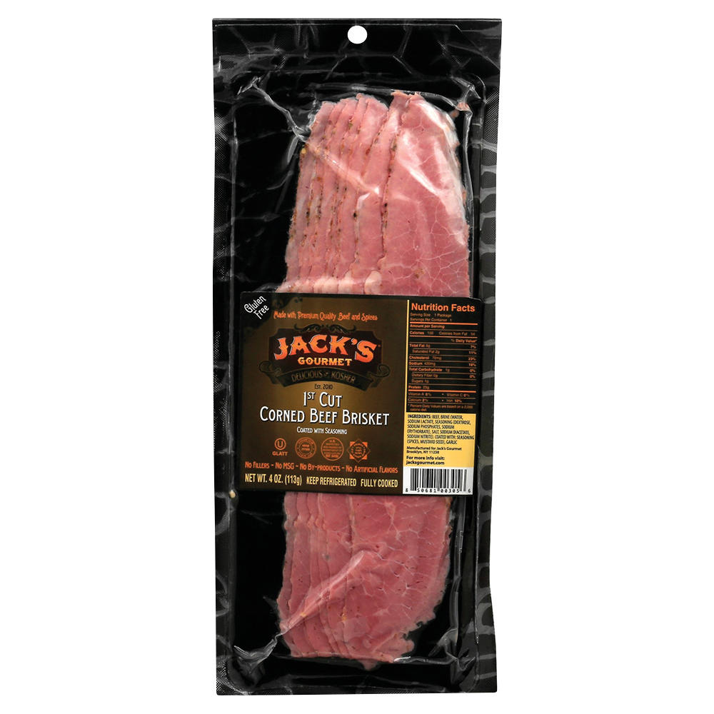 Jack's Gourmet Kosher 1st Cut Corned Beef Brisket, 4 oz