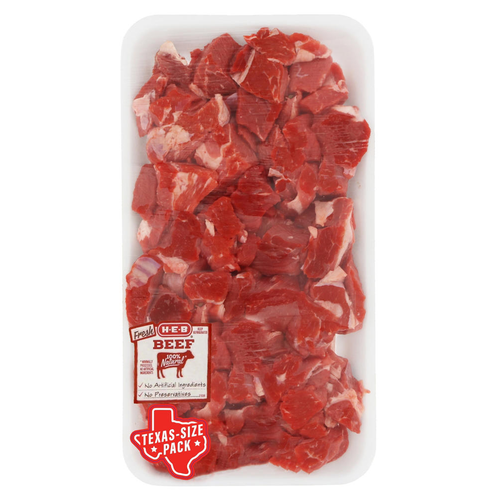 H-E-B Boneless Beef Stew Meat - Texas-Size Pack, Avg. 3.7 lbs