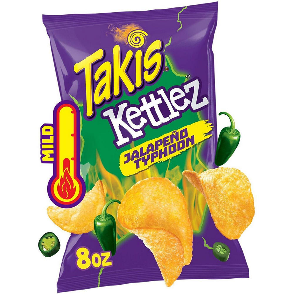 Takis Jalapeño Typhoon Kettlez Mild Spicy Kettle Cooked Potato Chips, 8 oz
