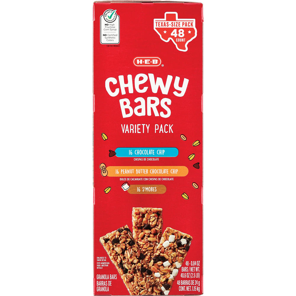 H-E-B Chewy Bars Variety Pack - Texas Size Pack, 48 ct