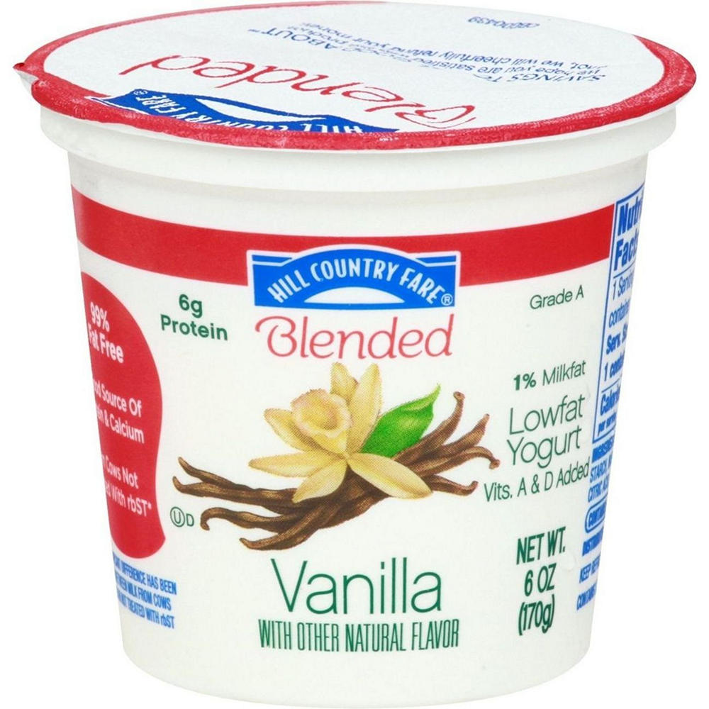 Hill Country Fare Blended Vanilla Low-Fat Yogurt, 6 oz