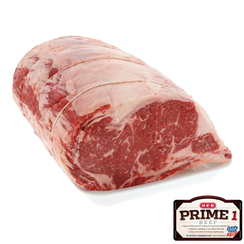 H-E-B Prime 1 Beef Small End 4-Rib Ribeye Roast - Cut & Tied, Avg. 10.0 lbs
