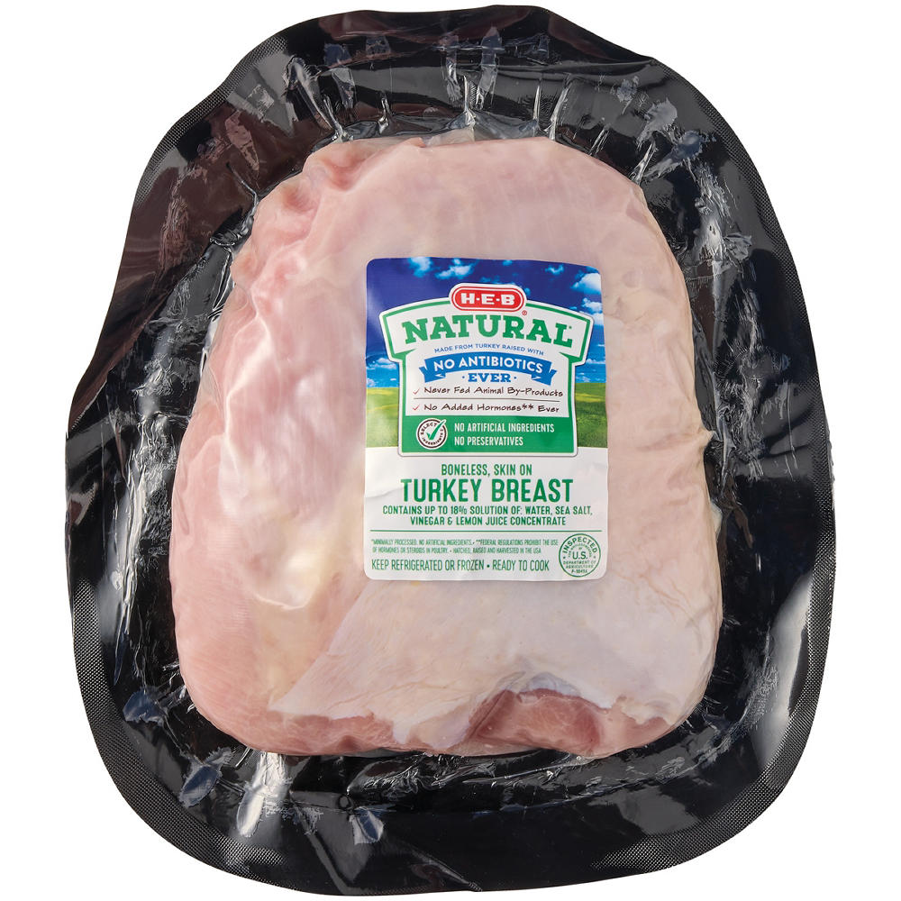 H-E-B Natural Boneless Skin-On Turkey Breast, Avg. 3.815 lbs