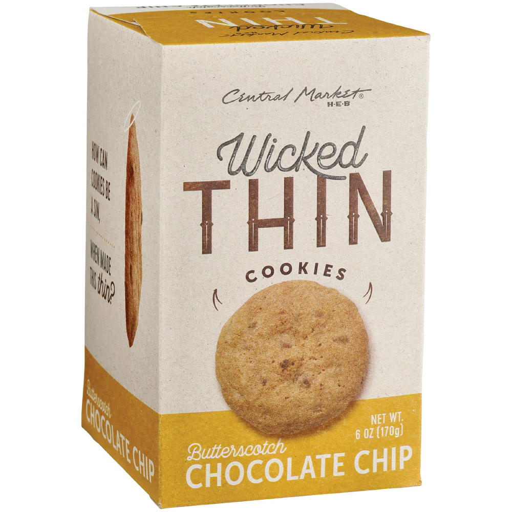 Central Market Wicked Thin Cookies - Butterscotch Chocolate Chip, 6 oz