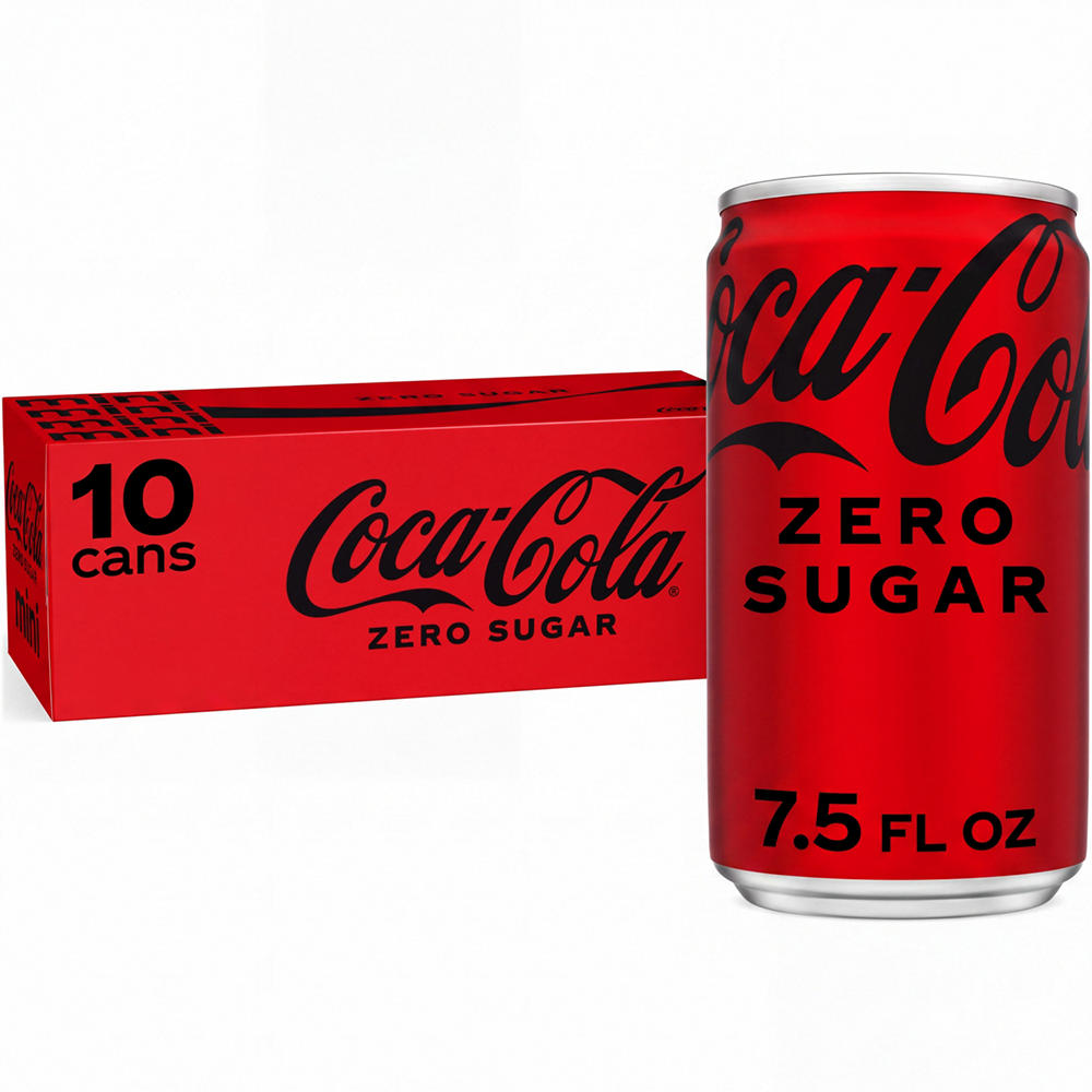 Coca-Cola Zero Sugar Soda Soft Drink Fridge Pack 10 pk Mini Cans, 7.5 oz