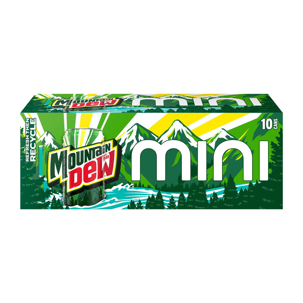 Mountain Dew Citrus Soda Soft Drink 10 pk Mini Cans, 7.5 oz