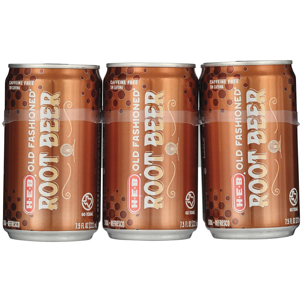 H-E-B Old Fashioned Root Beer Soda 6 pk Mini Cans, 7.5 oz