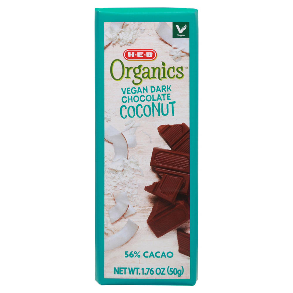 H-E-B Organics 56% Cacao Vegan Coconut Dark Chocolate Bar, 1.76 oz