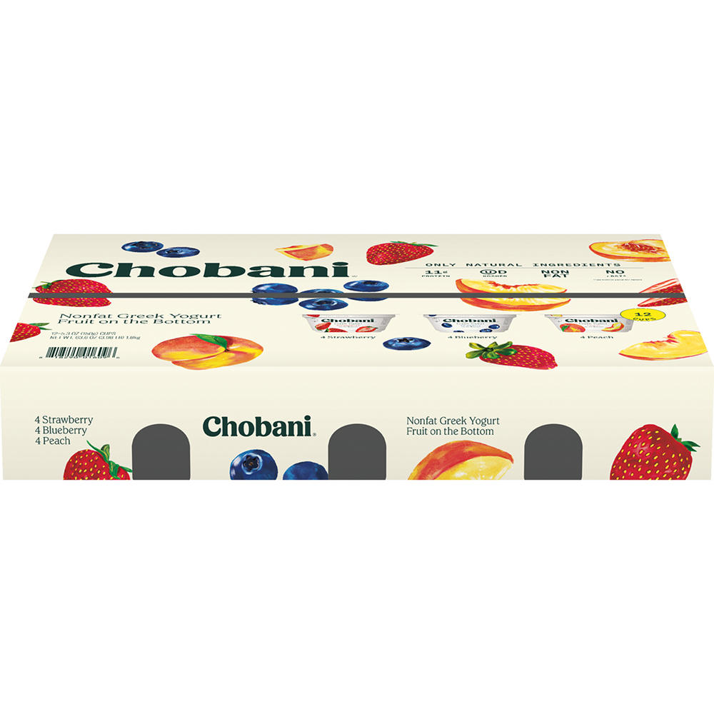 Chobani Non-Fat Fruit on the Bottom Greek Yogurt Variety Pack, 12 ct
