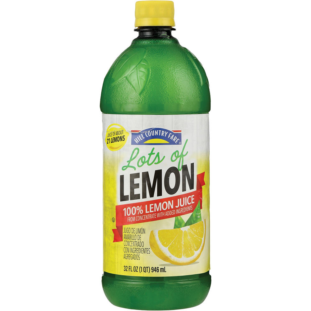 Hill Country Fare Lots of Lemon 100% Lemon Juice, 32 oz