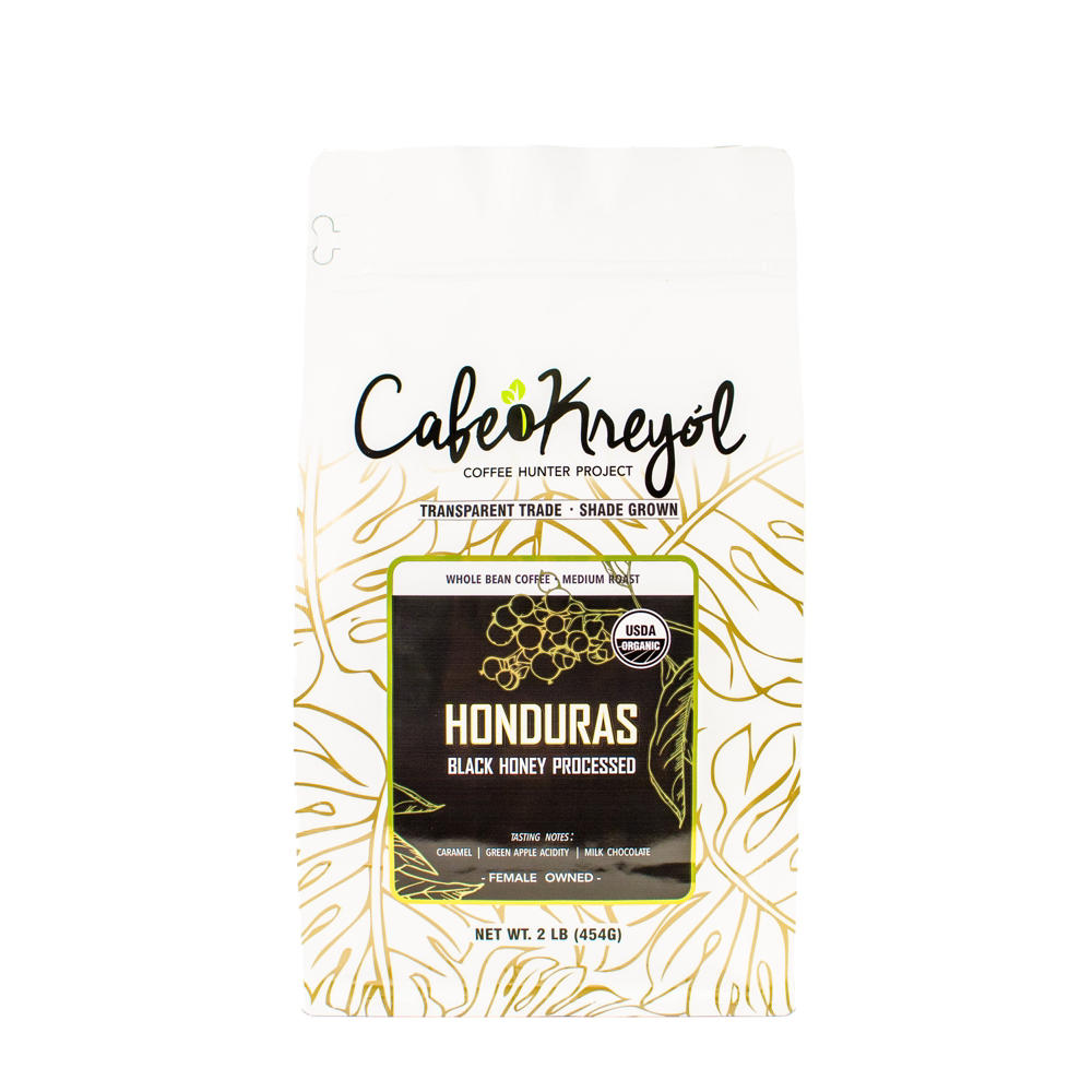 Cafe Kreyol Honduras Black Honey Processed Medium Roast Whole Bean Coffee, 2 lb
