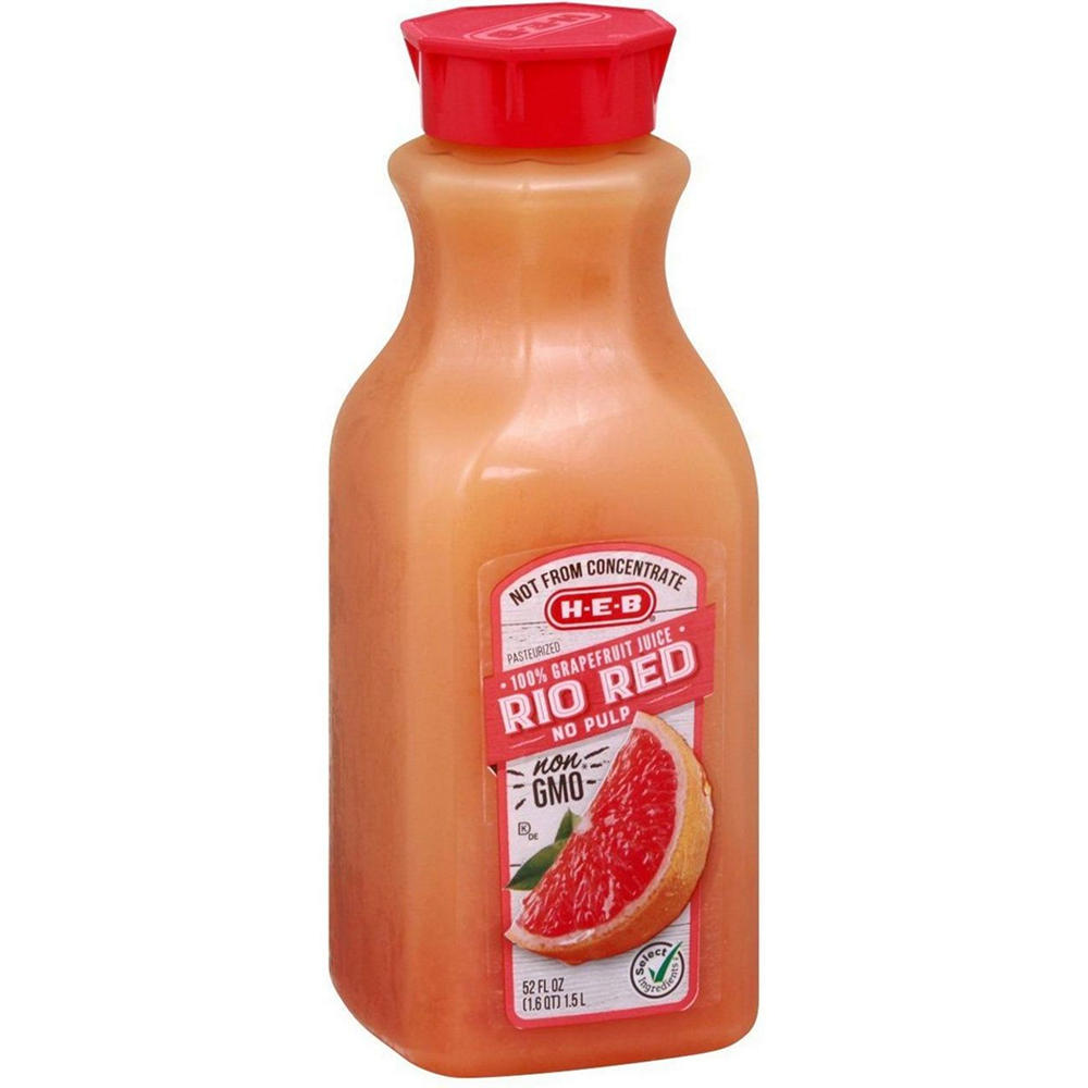 H-E-B No Pulp Rio Red Grapefruit Juice, 52 oz