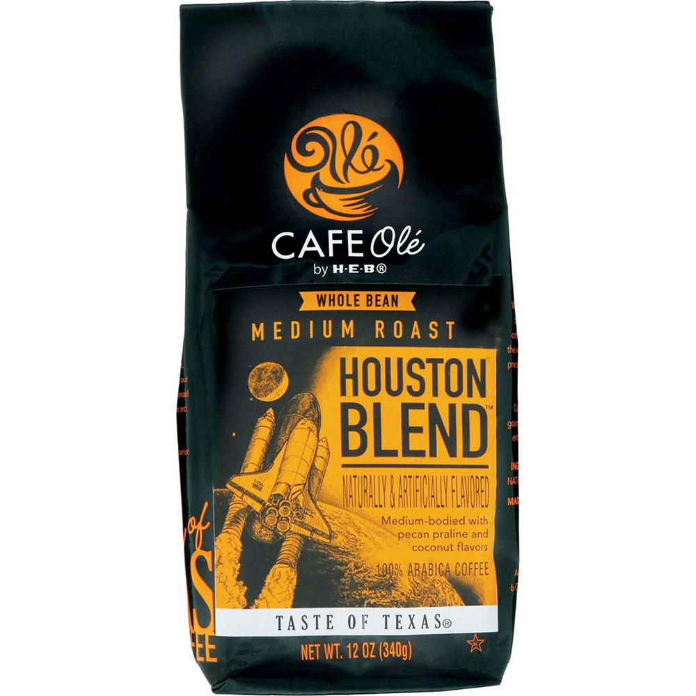 CAFE Olé by H-E-B Houston Blend Medium Roast Whole Bean Coffee, 12 oz
