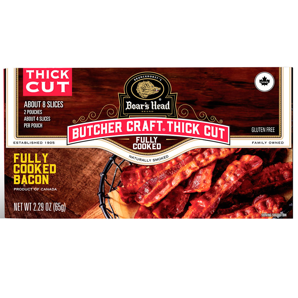 Boar's Head Fully Cooked Thick Cut Bacon, 8 ct, 2.29 oz