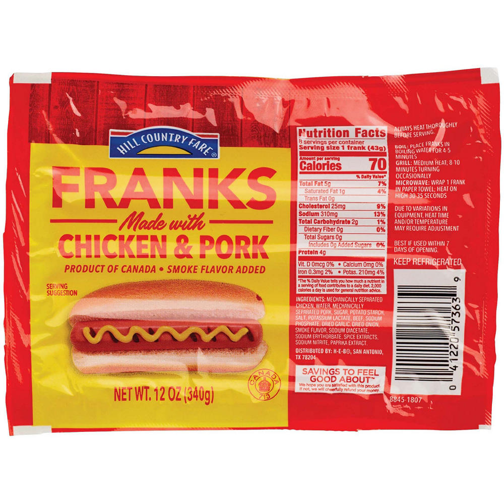 Hill Country Fare Franks Hot Dogs, 8 ct