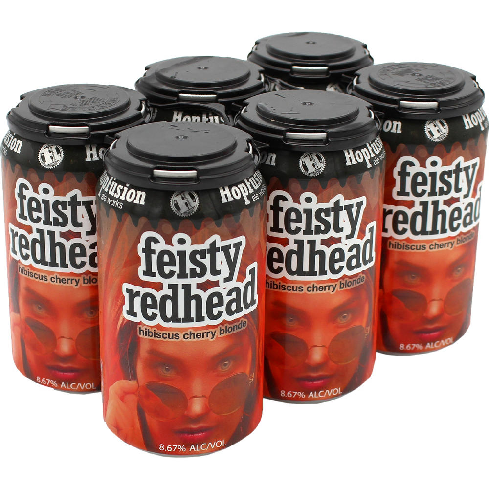 Hopfusion Feisty Redhead Hibiscus Cherry Blonde Craft Beer 6 pk Cans, 12 oz
