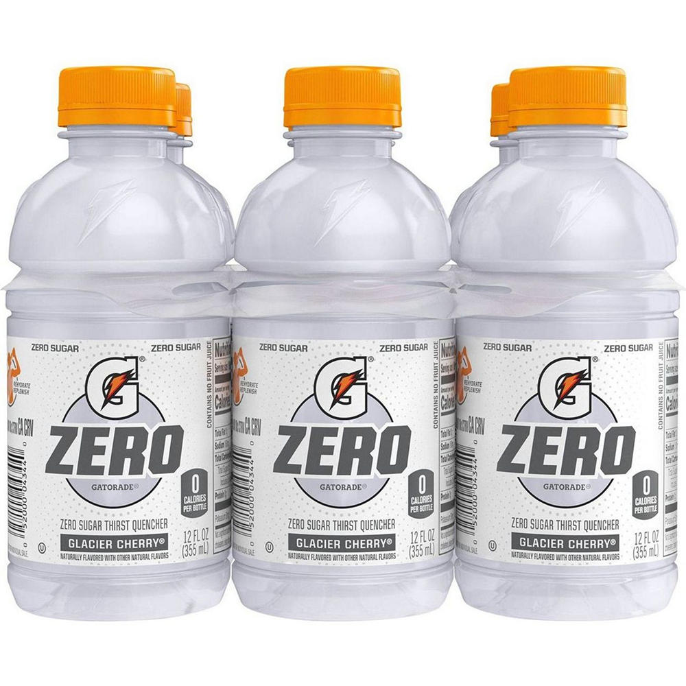 Gatorade Zero Sugar Glacier Cherry Thirst Quencher Electrolyte Sports Drink 6 pk Bottles, 12 oz
