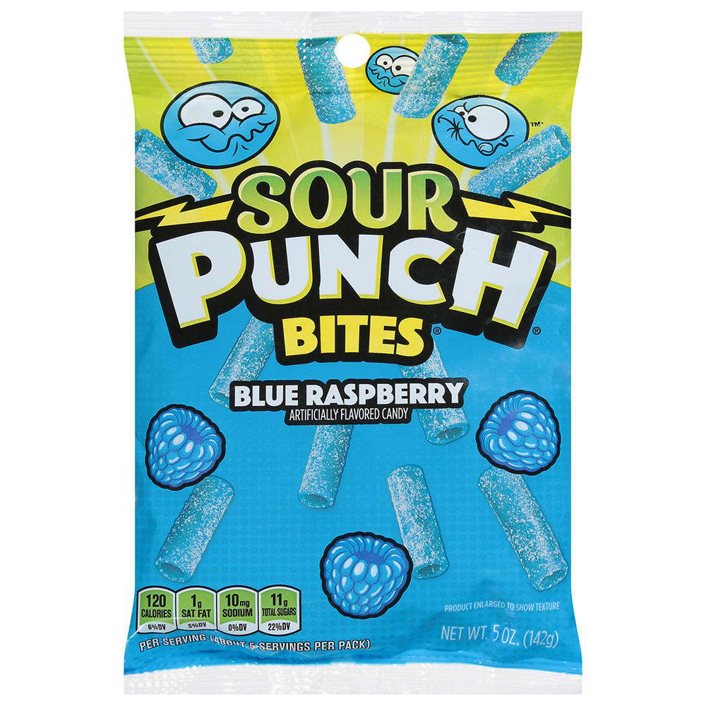 Sour Punch Bites Blue Raspberry Gummy Candy, 5 oz