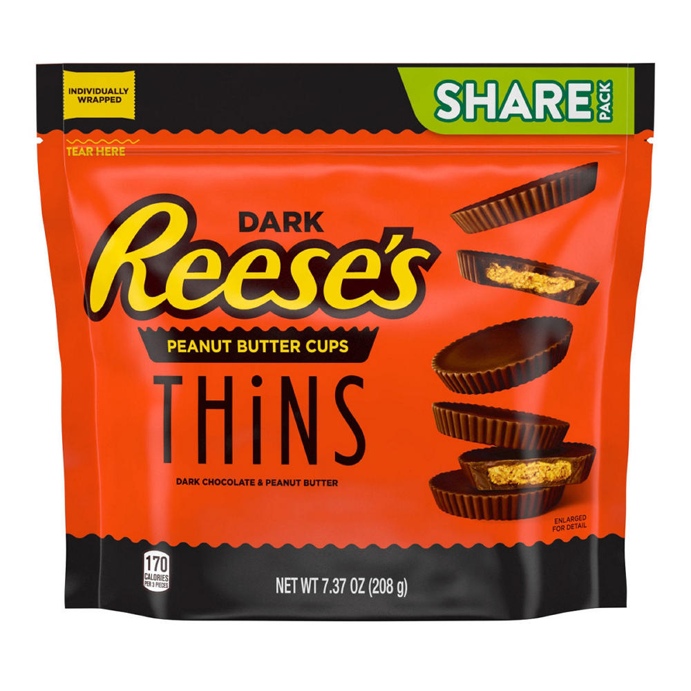 Reese's Thins Dark Chocolate Peanut Butter Cups Candy - Share Pack, 7.37 oz