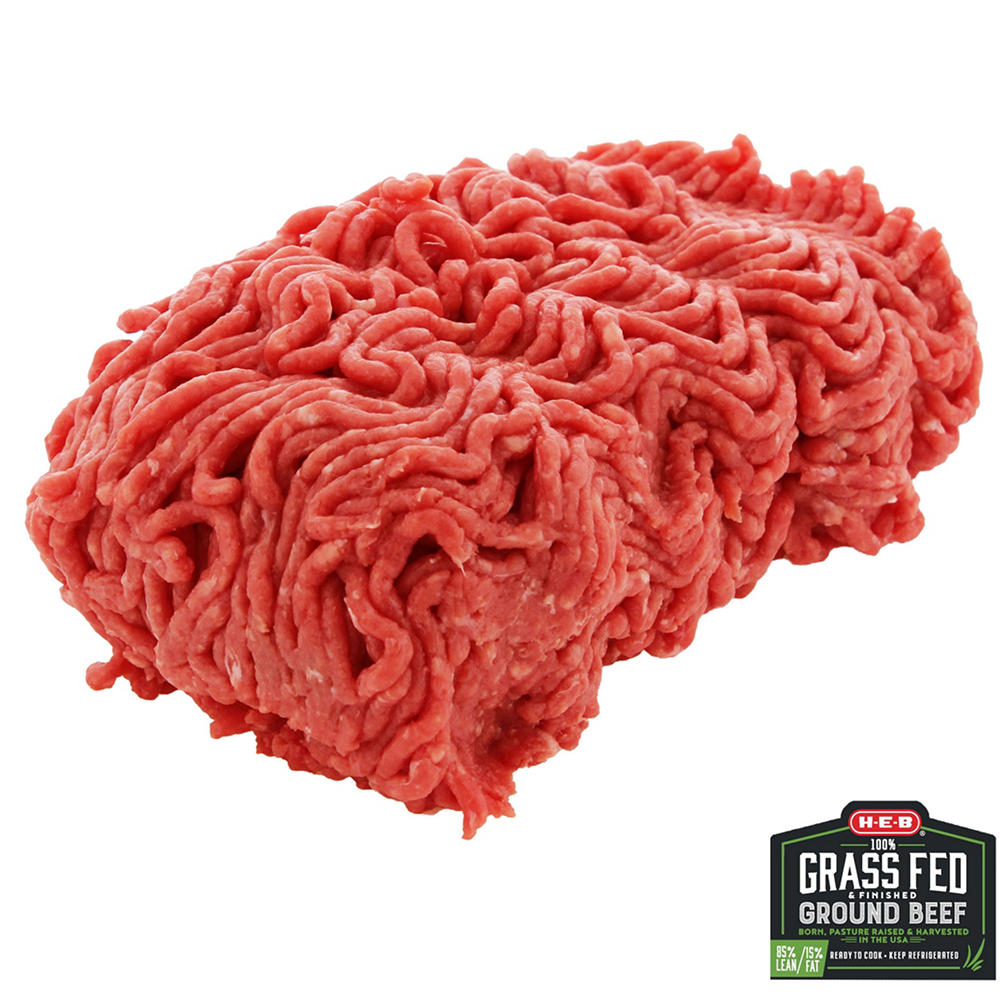 H-E-B Grass Fed & Finished Ground Beef, 85% Lean, lb