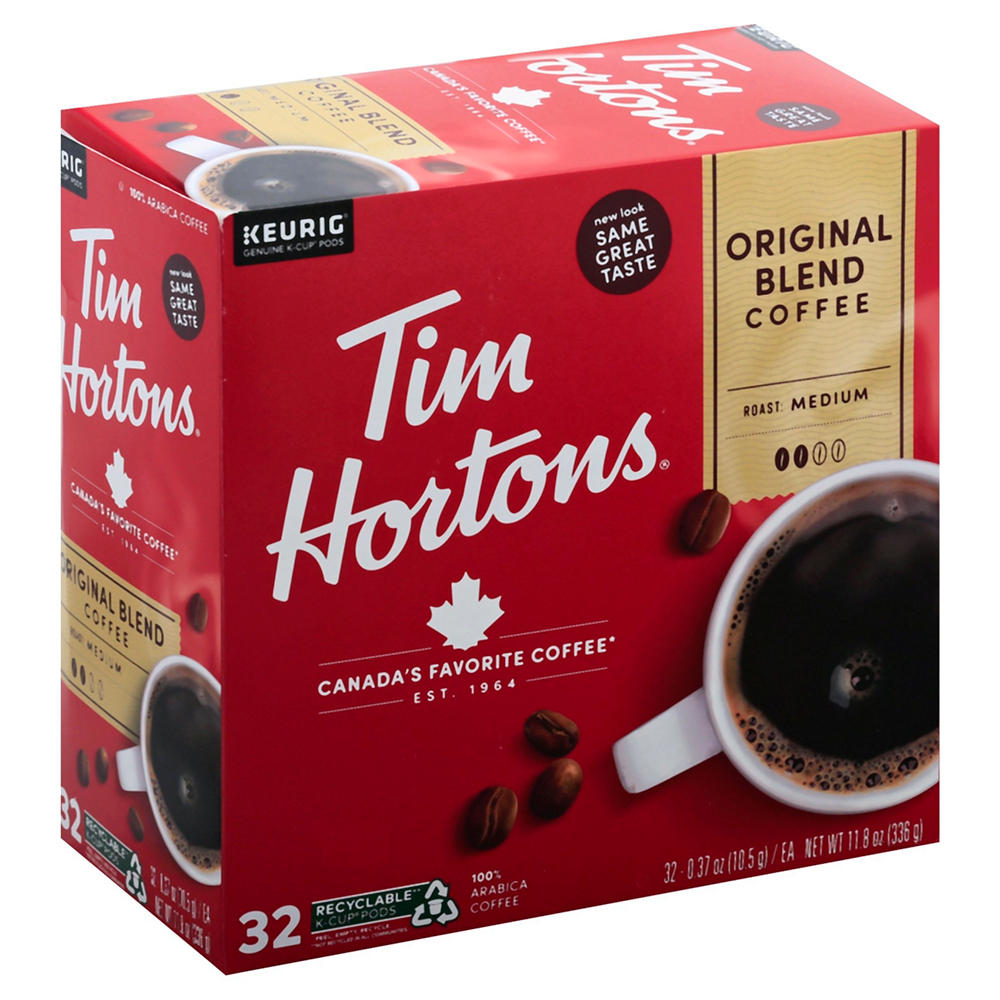 Tim Hortons Original Blend Medium Roast Single Serve Coffee K Cups, 32 ct