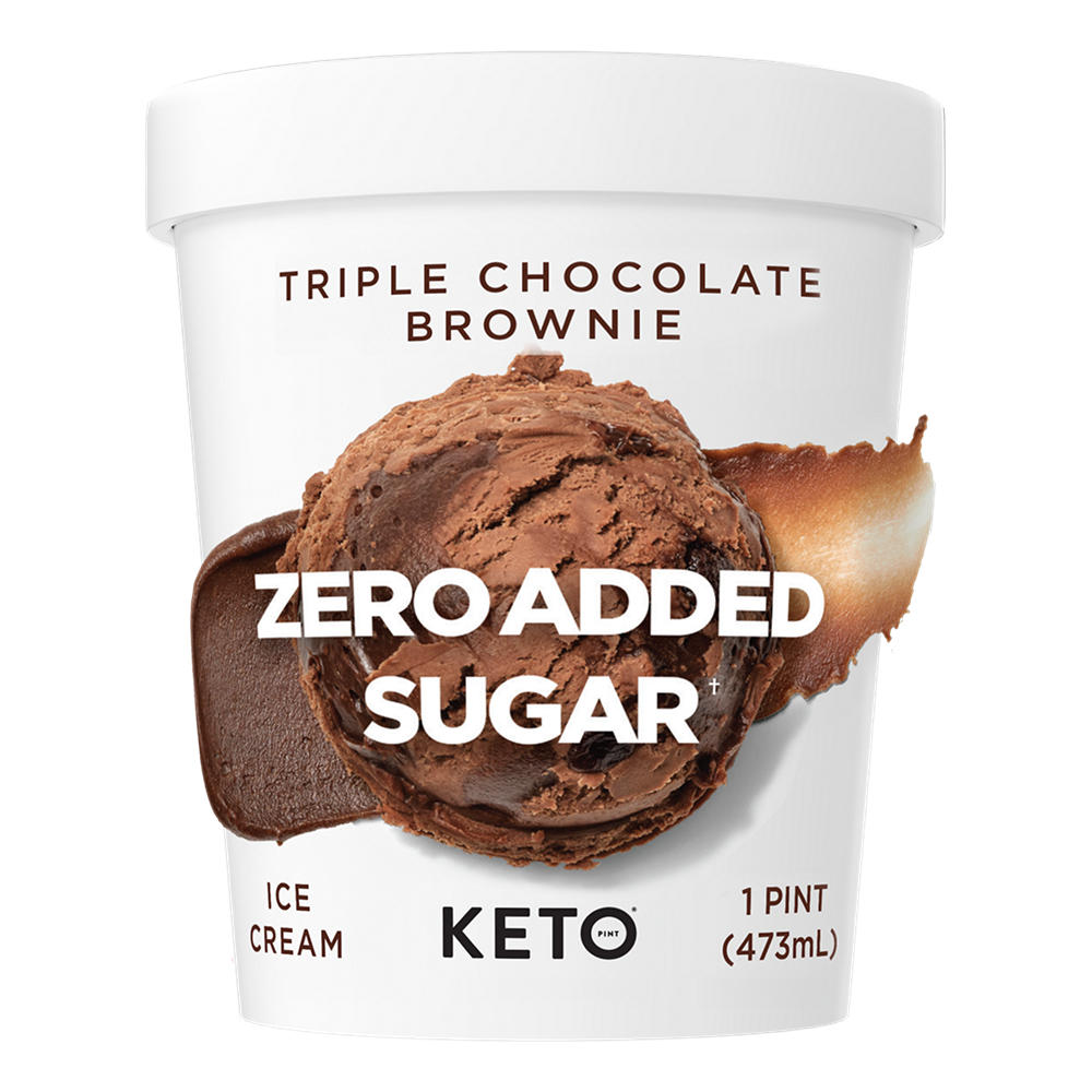 Keto Pint Zero Added Sugar Triple Chocolate Brownie Ice Cream, 1 pt