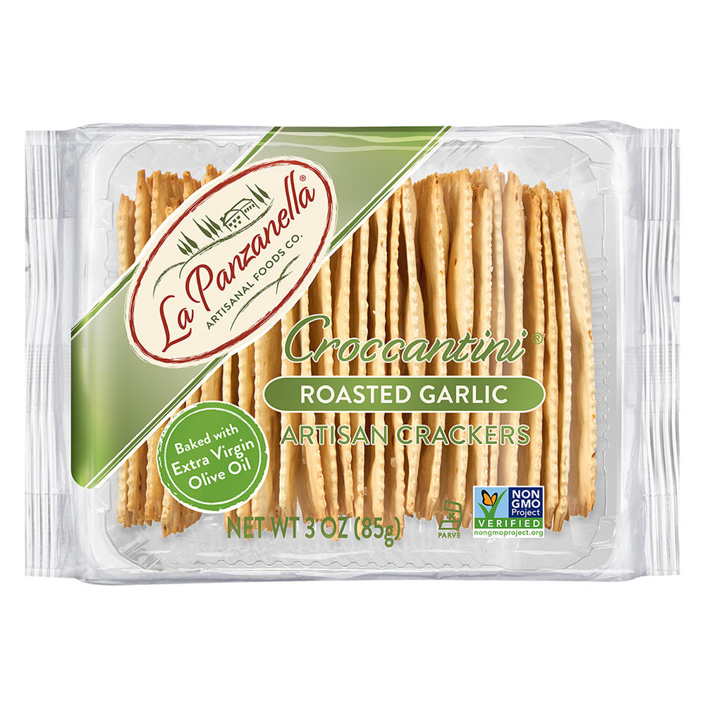 La Panzanella Croccantini Mini Artisan Crackers - Roasted Garlic, 3 oz