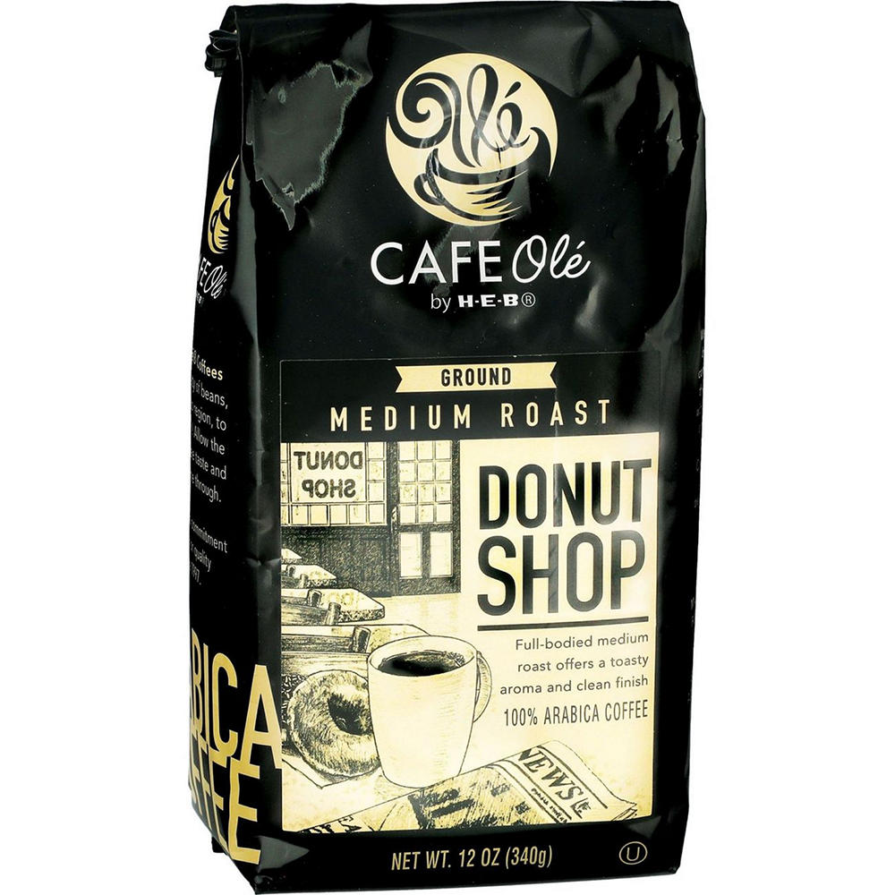 CAFE Olé by H-E-B Medium Roast Donut Shop Ground Coffee, 12 oz