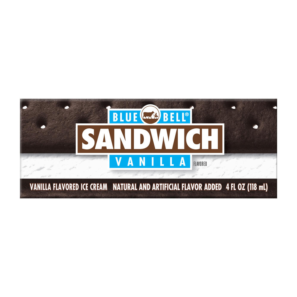 Blue Bell Vanilla Ice Cream Sandwich, 4 oz