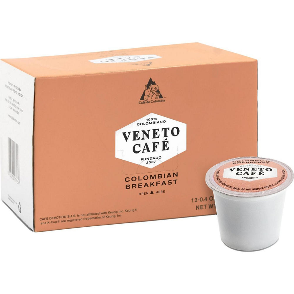 Veneto Cafe 100% Colombian Breakfast Single Serve Cups, 12 ct