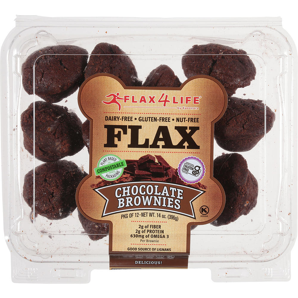 Flax4Life Dairy Free Gluten Free Chocolate Brownies, 12 ct