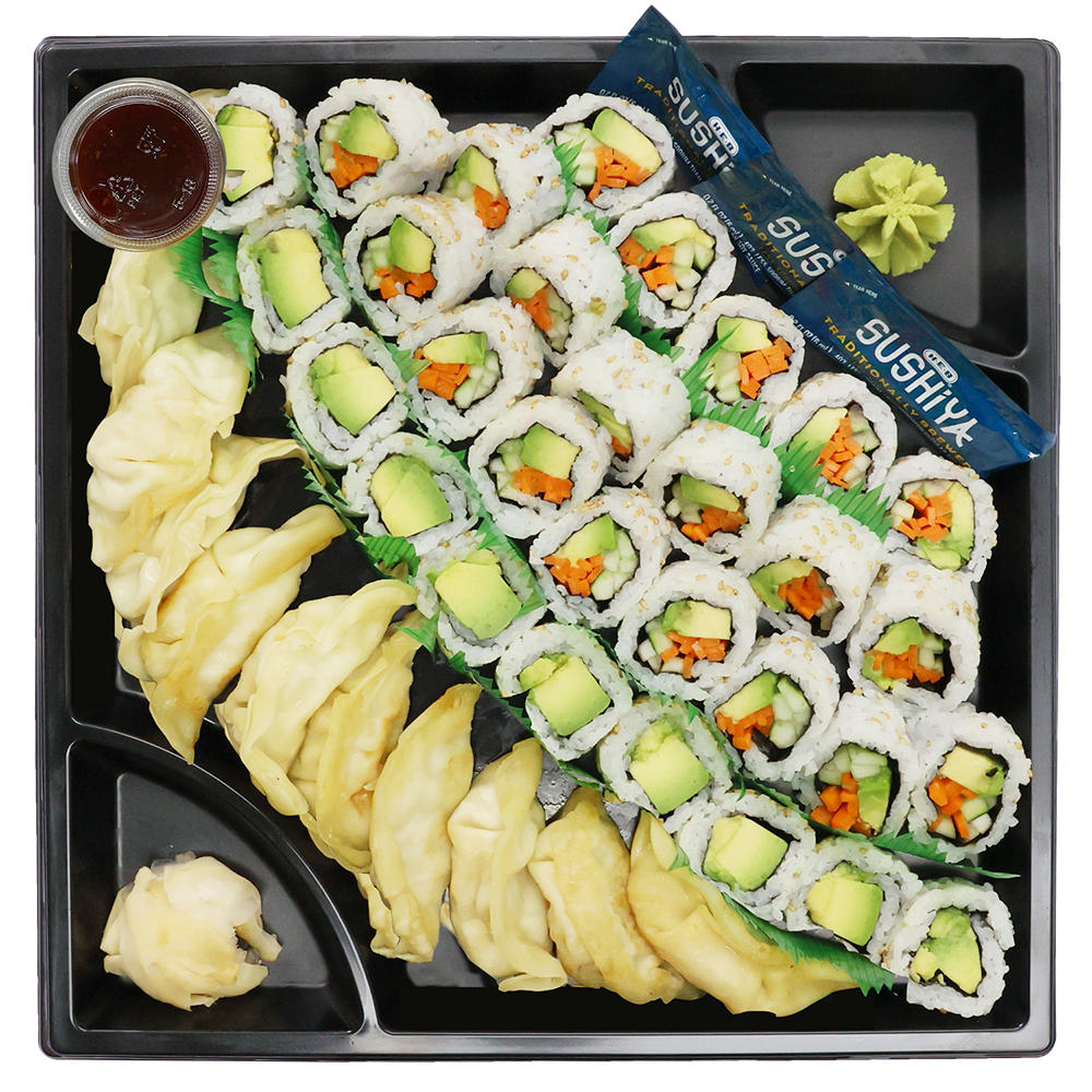 H-E-B Sushiya Sushi & Pot Sticker Party Tray - Veggie, 40 pc
