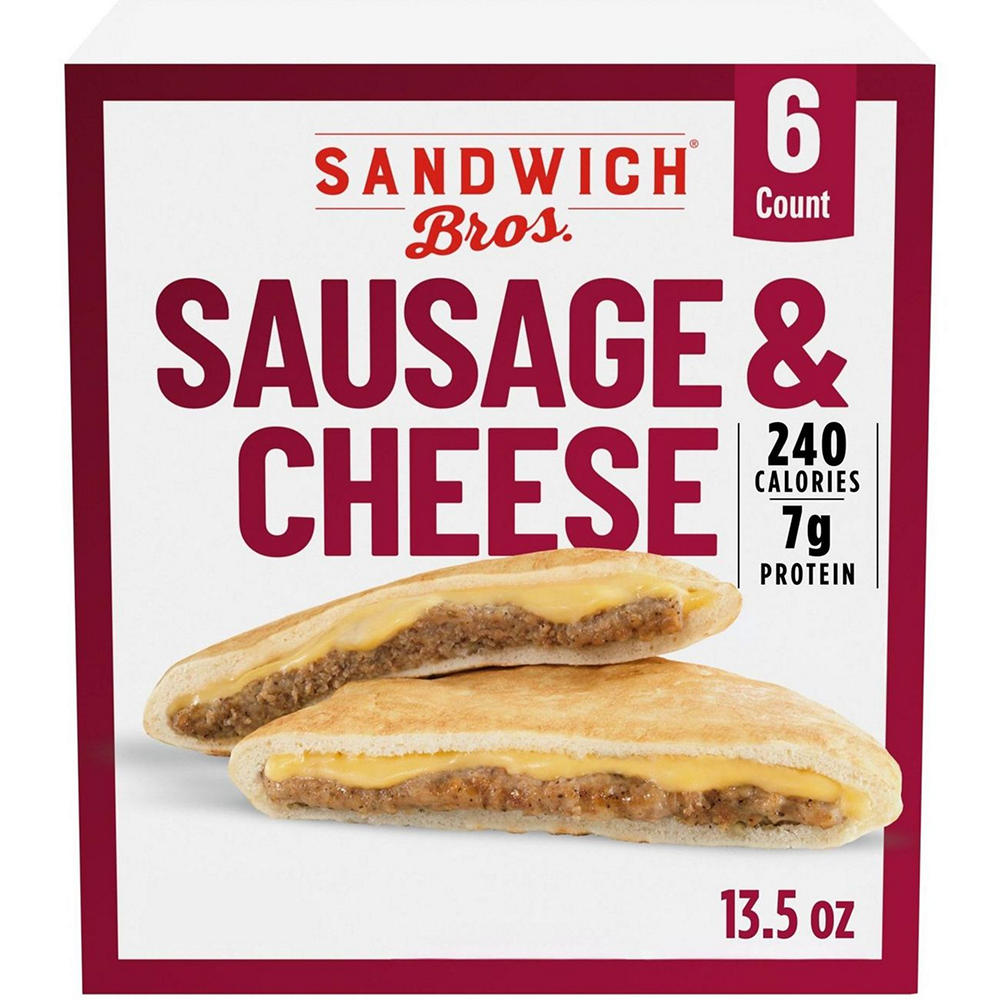 Sandwich Bros. Sausage & Cheese Frozen Breakfast Sandwiches, 6 ct
