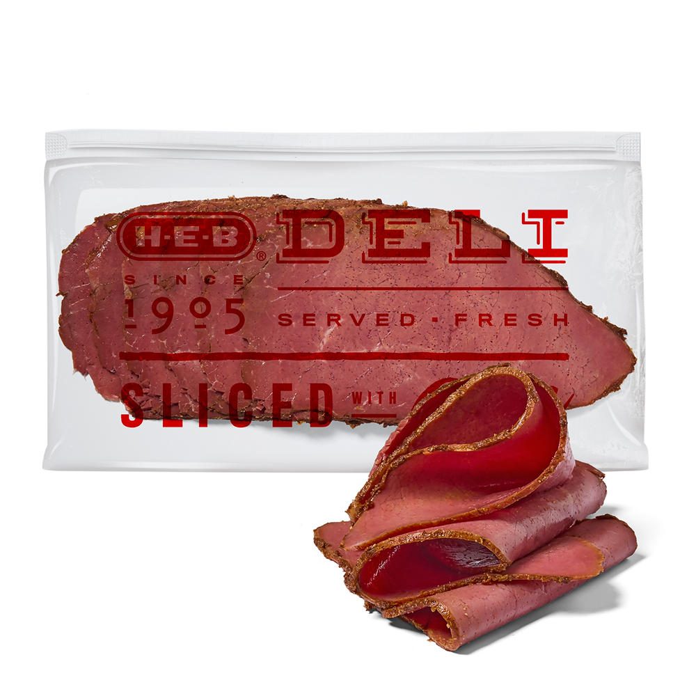H-E-B Deli Uncured Pastrami, Sandwich Sliced, Avg. 0.5 lb