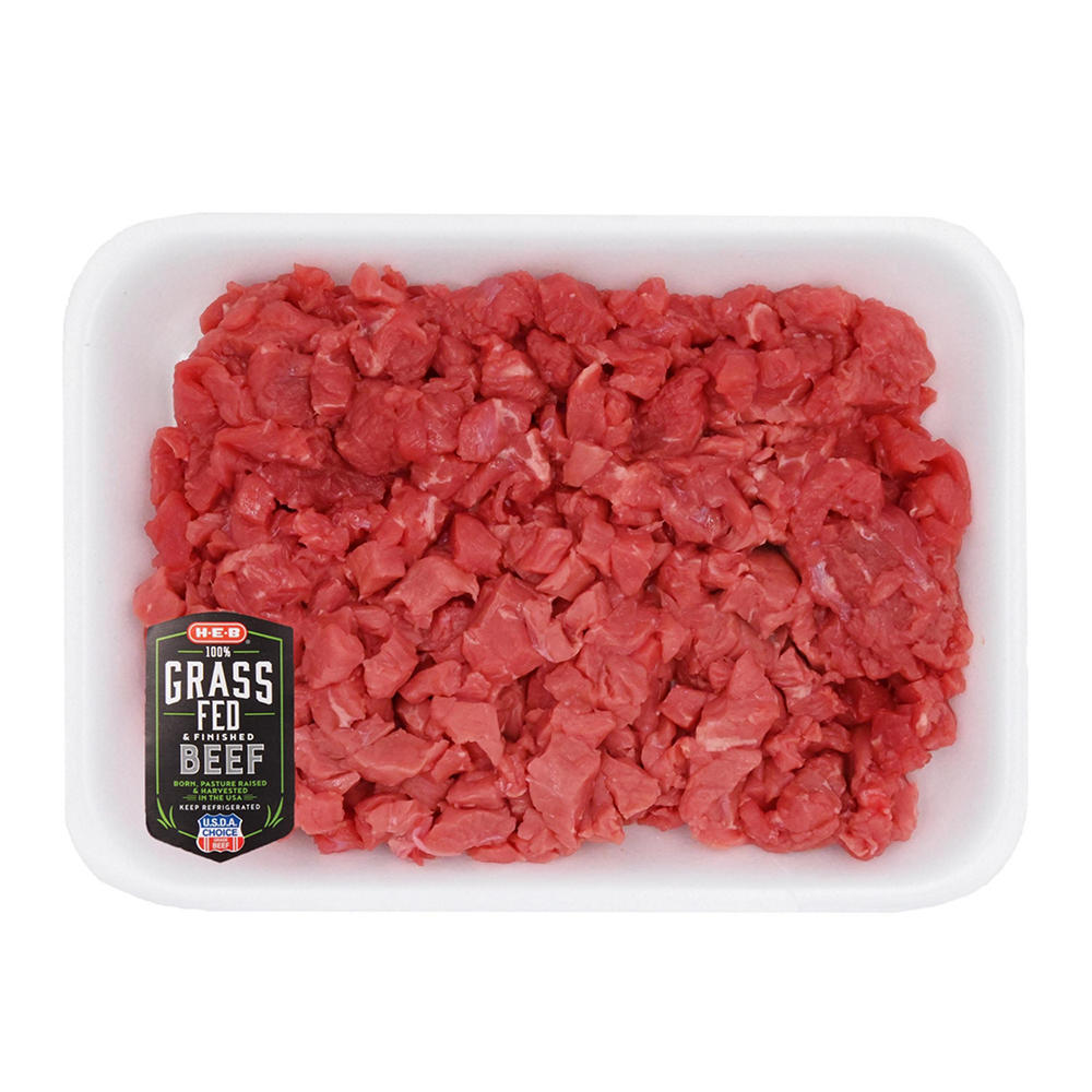 H-E-B Grass Fed & Finished Beef Top Round Steak - Finely Diced, Avg. 0.95 lb