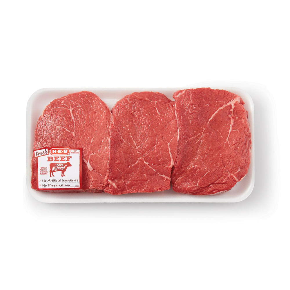 H-E-B Boneless Center Cut Beef Top Sirloin Steaks, Thick Cut - USDA Select, Avg. 1.35 lbs