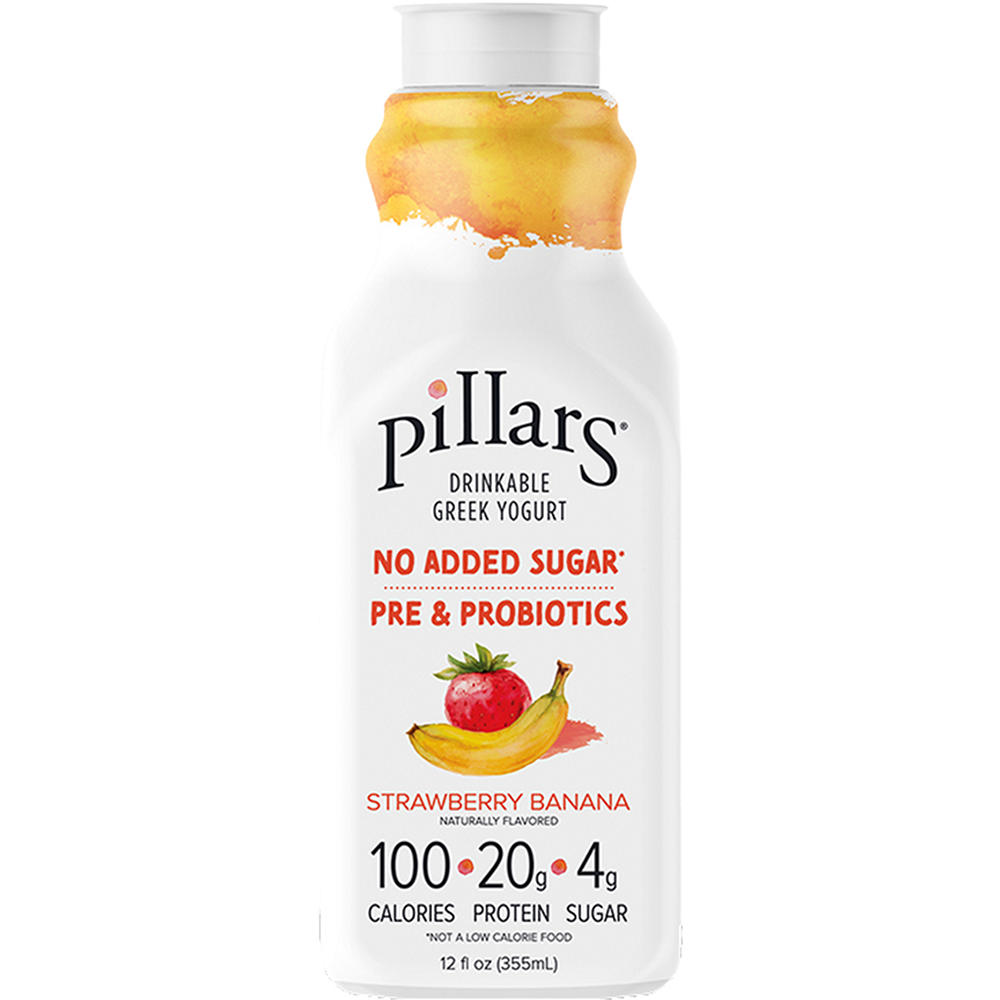 Pillars Drinkable Greek Yogurt Smoothie - Strawberry Banana, 12 oz