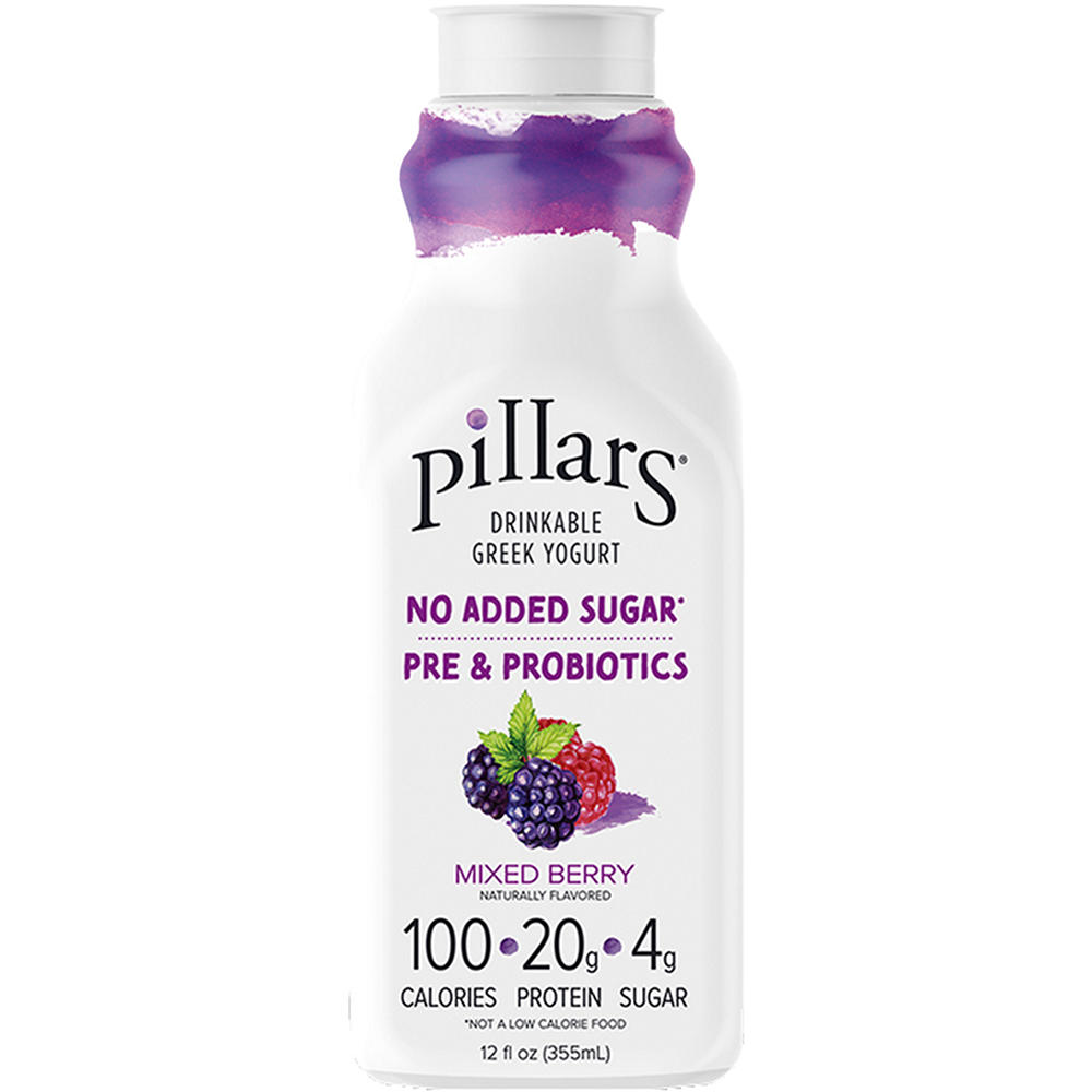 Pillars Drinkable Greek Yogurt Smoothie - Mixed Berry, 12 oz