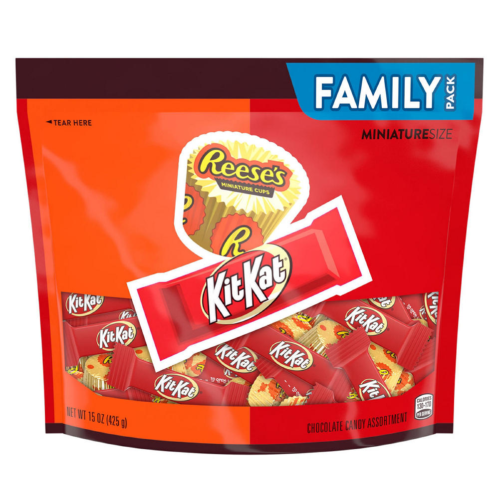 Hershey's Reese's & Kit Kat Miniature Size Chocolate, Family Pack, 15 oz