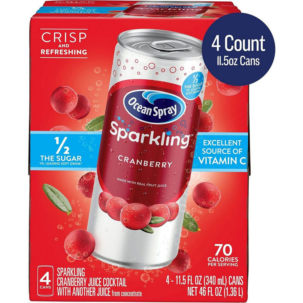 Ocean Spray Sparkling Cranberry Juice Cocktail 4 pk Cans, 11.5 oz