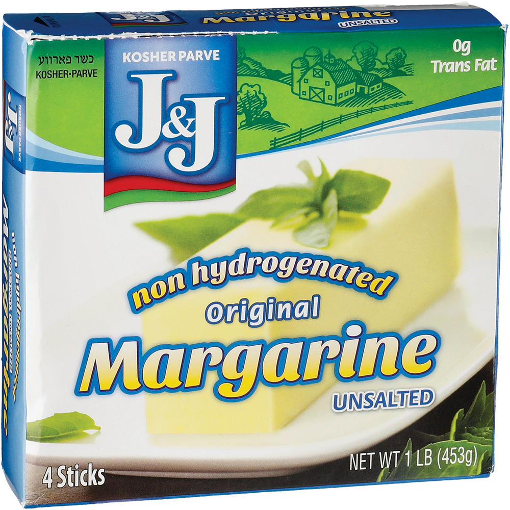 J&J Original Unsalted Margarine Sticks, Kosher, 4 ct