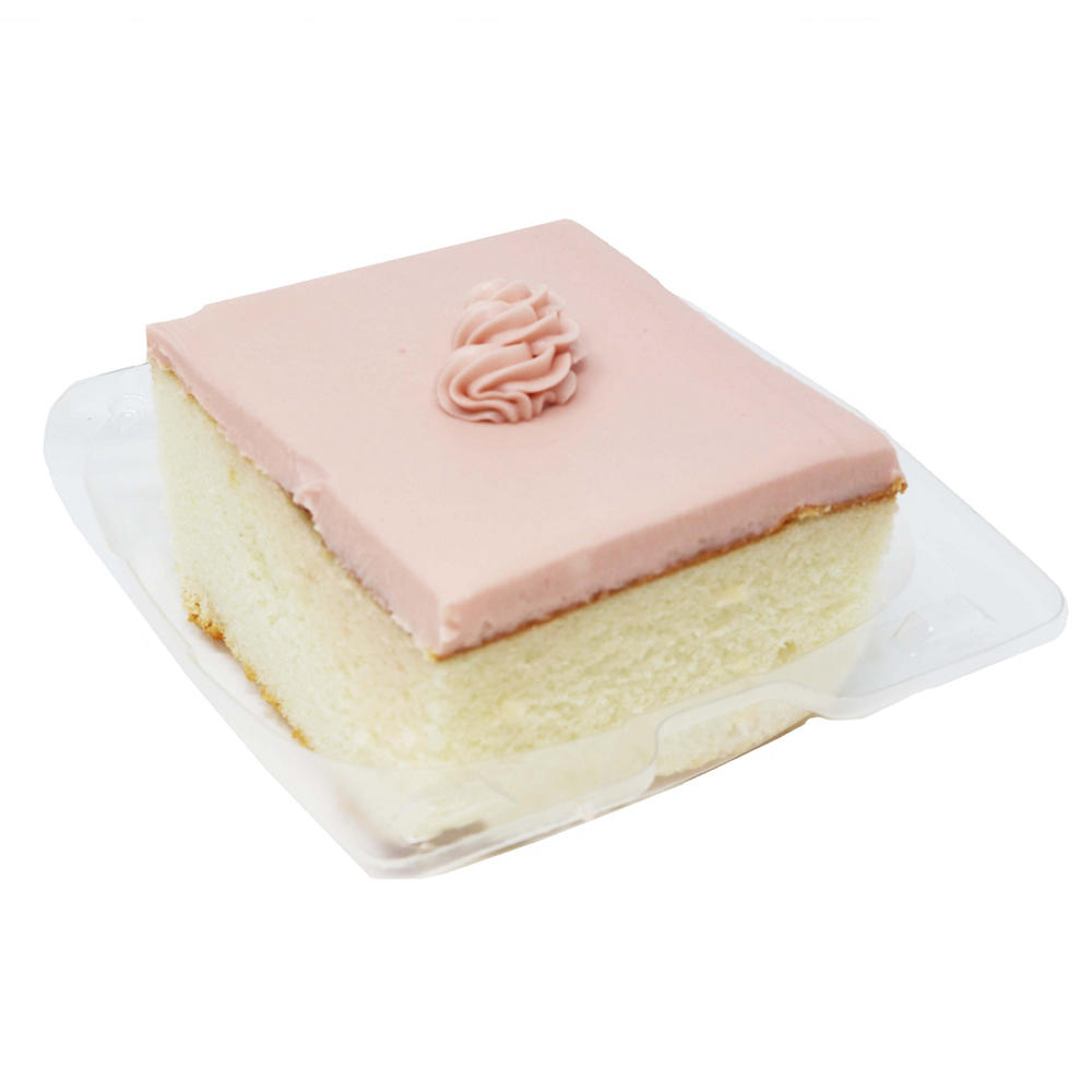 H-E-B Bakery Kosher Strawberry Buttercream White Cake Slice
