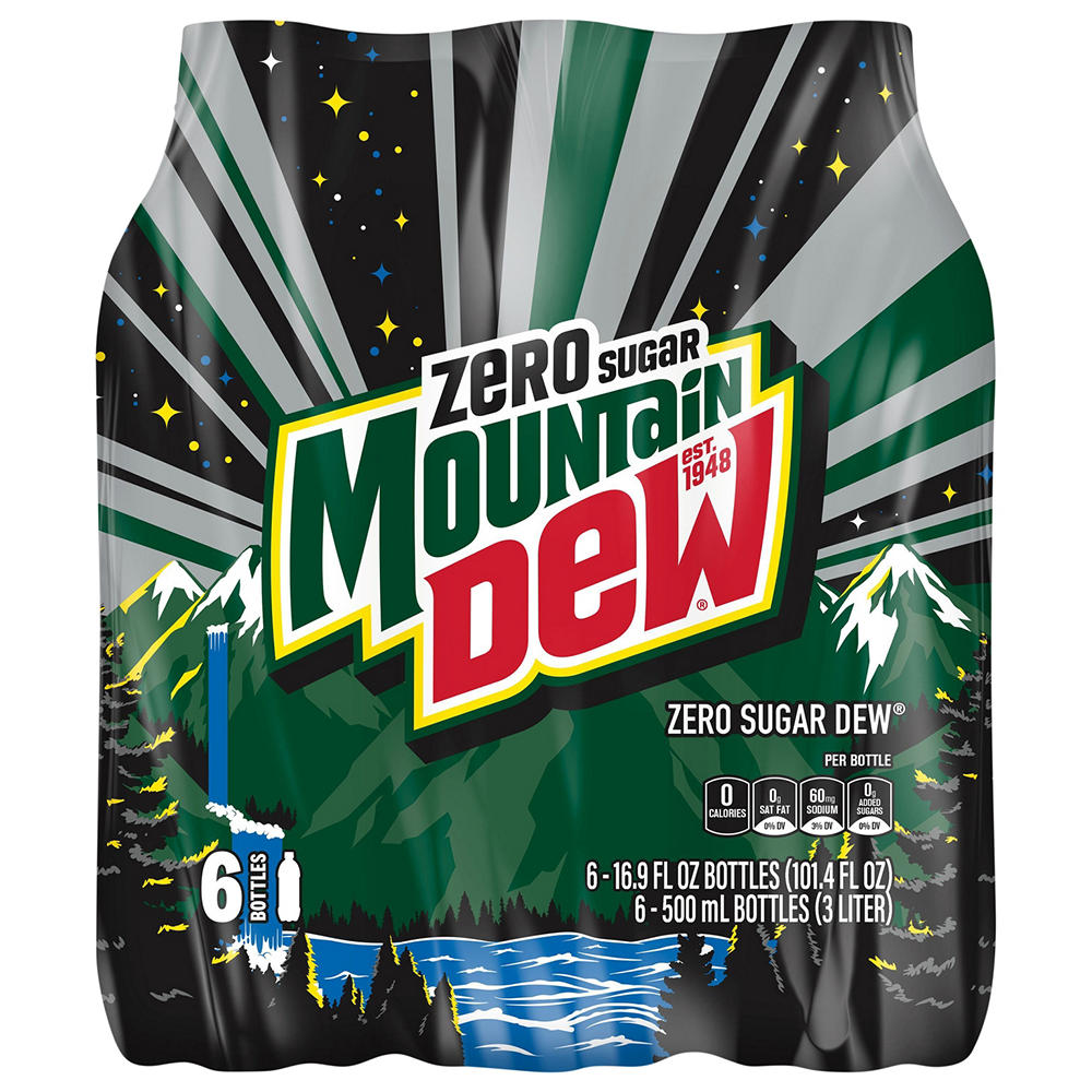 Mountain Dew Zero Sugar Citrus Soda Soft Drink 6 pk Bottles, 16.9 oz