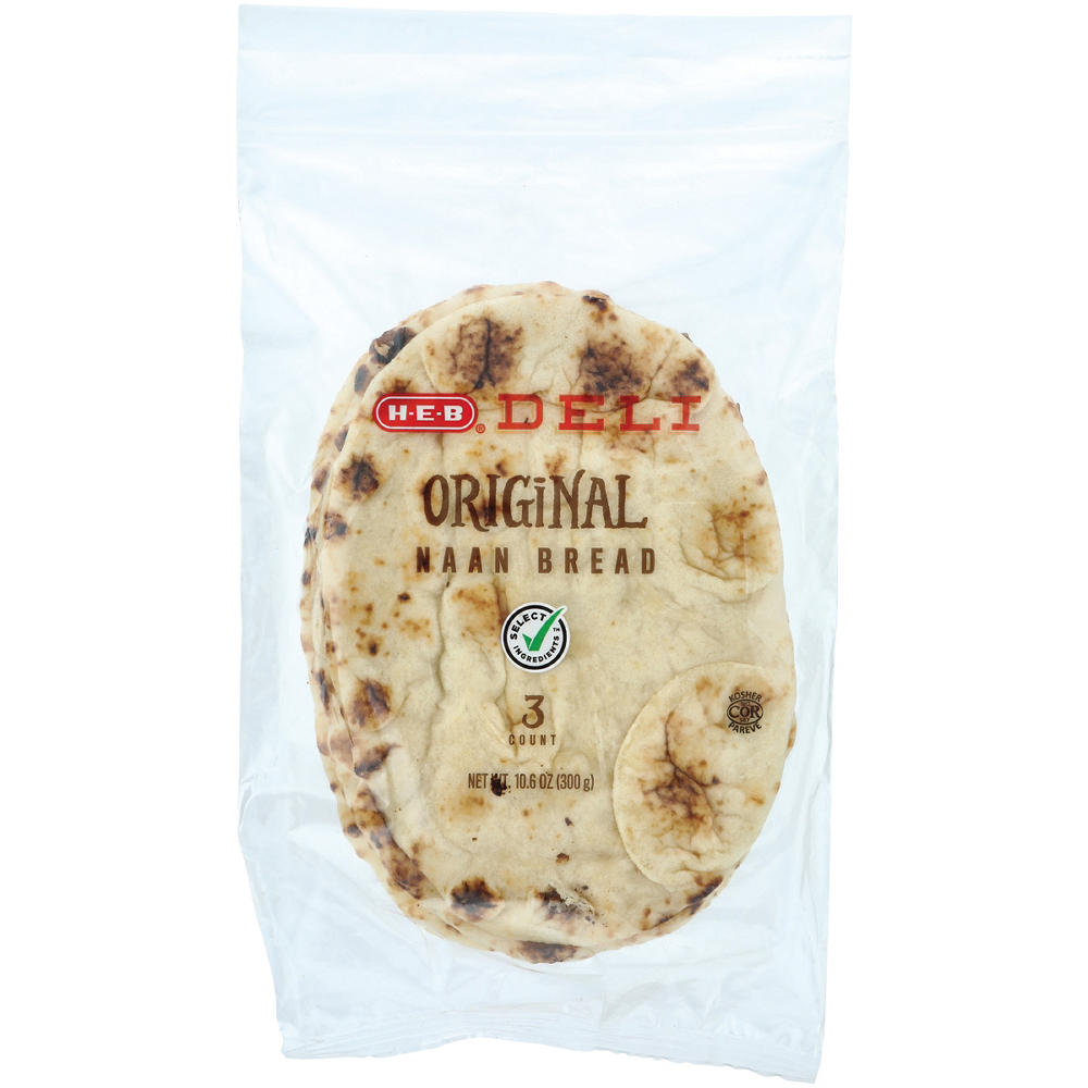 H-E-B Deli Naan Flatbread - Original, 3 ct
