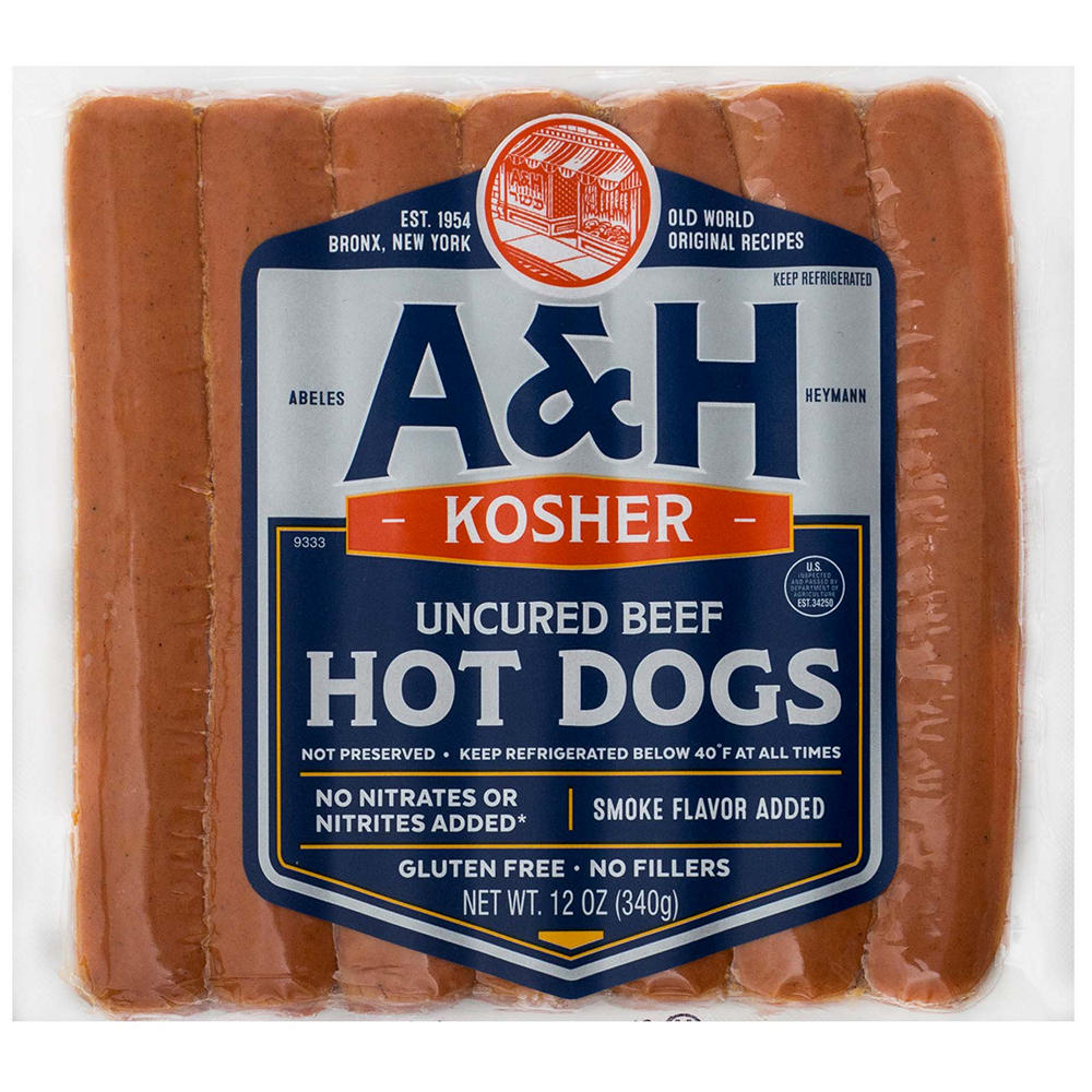 Abeles & Heymann Kosher Uncured Beef Hot Dogs, 12 oz