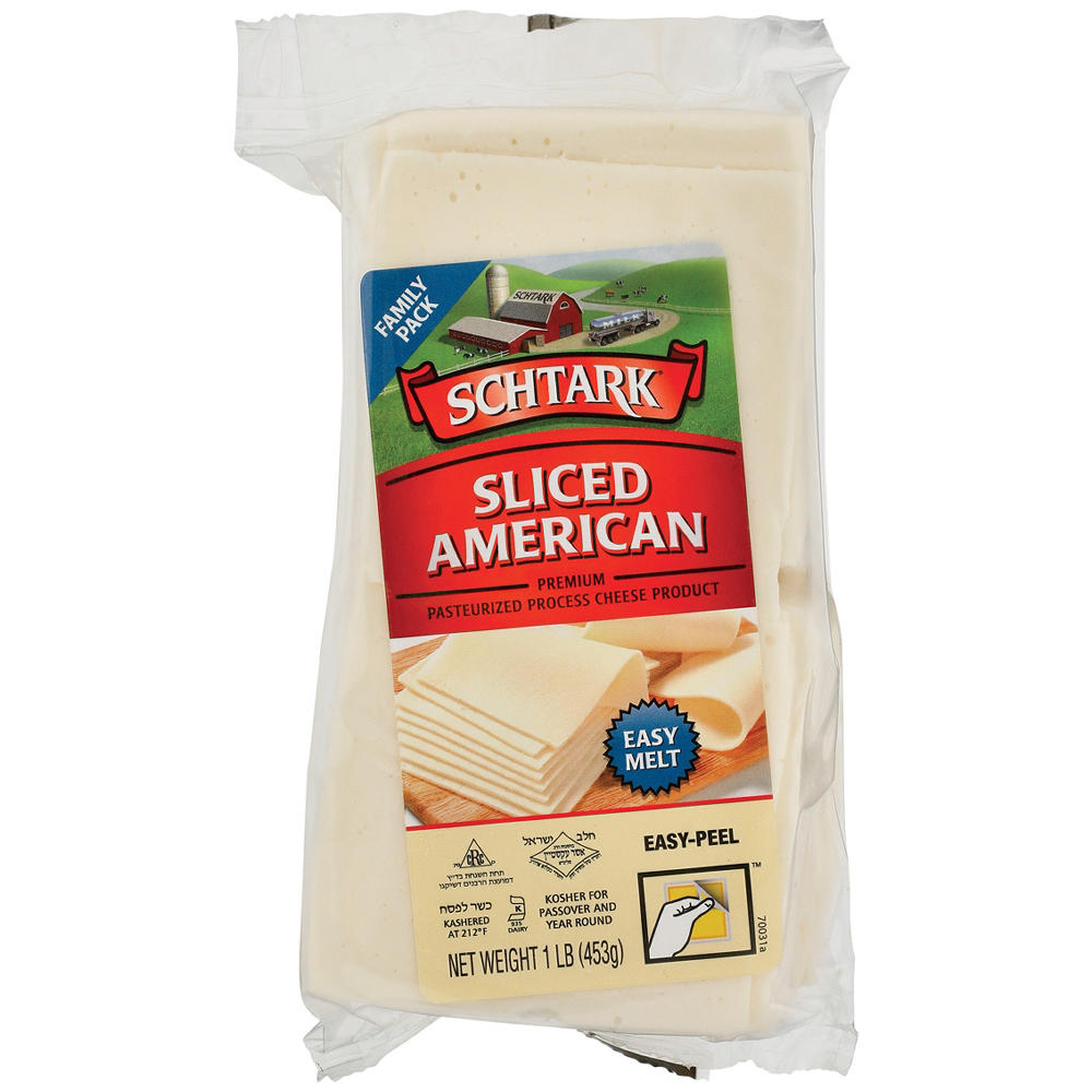 Schtark Sliced White American Cheese, Kosher, 16 oz