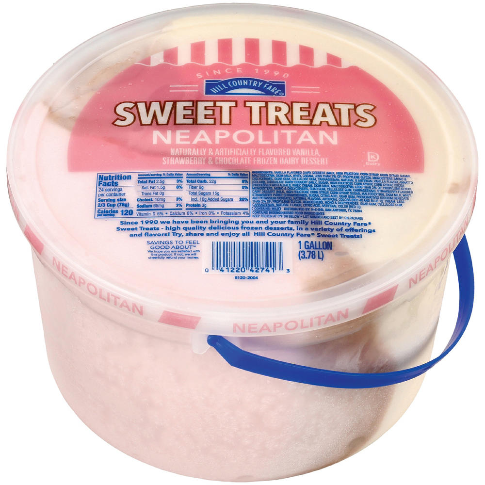 Hill Country Fare Sweet Treats Neapolitan Frozen Dairy Dessert, 1 gal