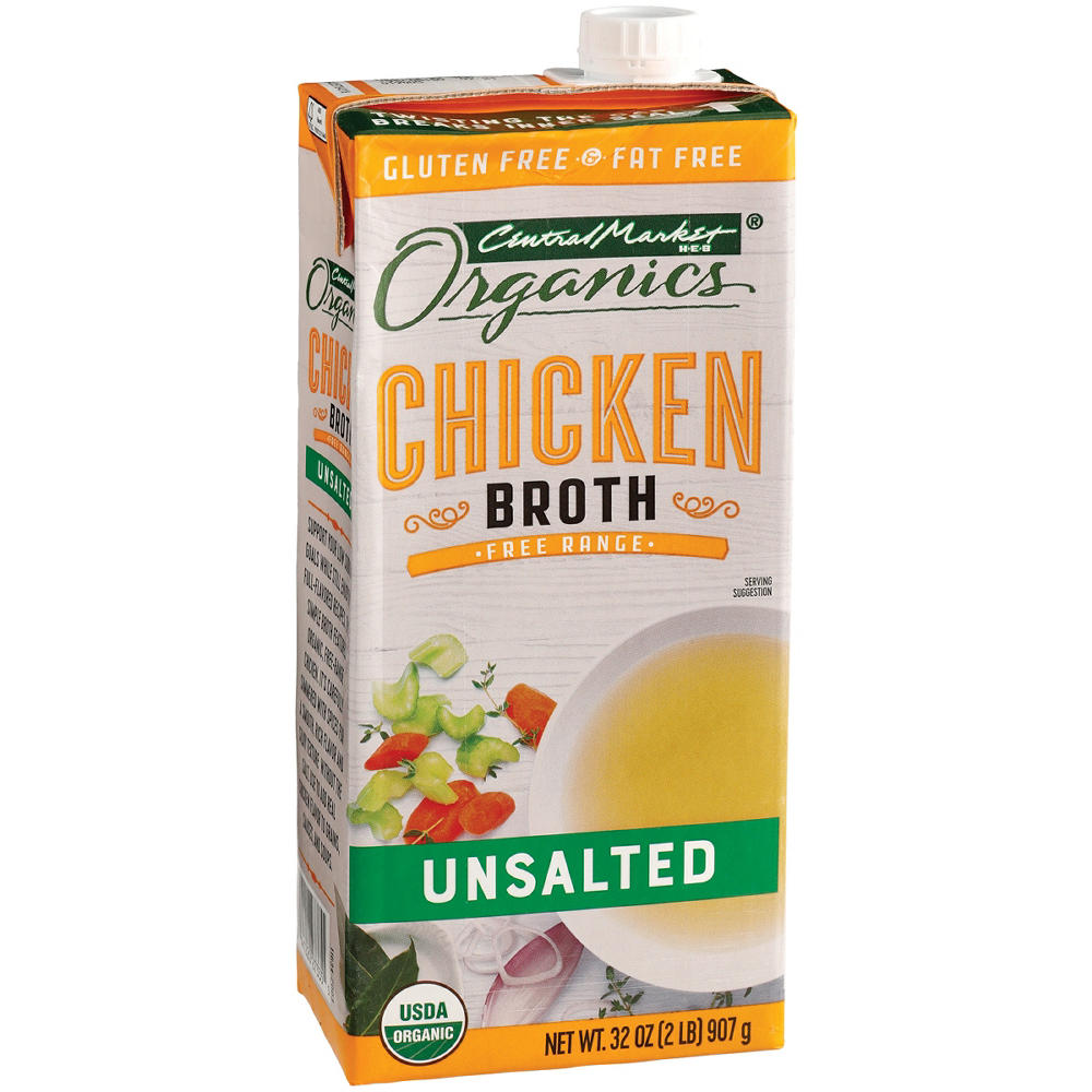Central Market Organics Unsalted Chicken Broth, 32 oz
